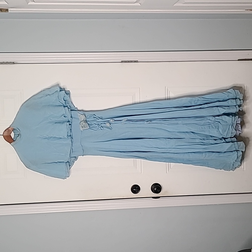 Vintage 1970s Baby Blue Cape Dress